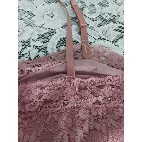 Repaired Upcycled Vintage Mauve / Dusty Pink Lacy Slip Dress - Picture 6 of 16